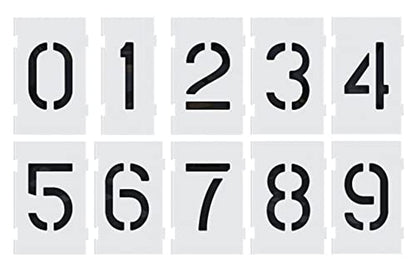 Deezio Reusable Large Numbers Interlocking Stencil Kit, 0123456789 on 10 Separate Sheets (10 inch) - size: 10 inch