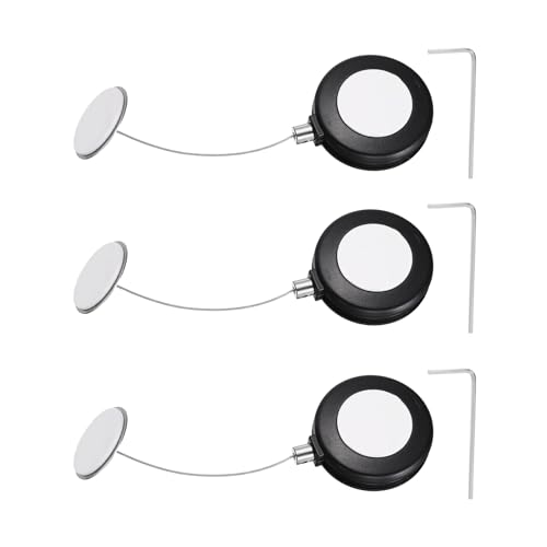 PATIKIL Retractable Remote Control Cable Tether (3ft / 0.9M, Black)(3 Set) Round Remote Control Security Lanyard Lock Adjustable Locking Leash with Round Iron Cap, Suit for - TVs/Tablets - color: Black