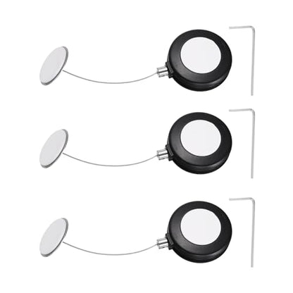 PATIKIL Retractable Remote Control Cable Tether (3ft / 0.9M, Black)(3 Set) Round Remote Control Security Lanyard Lock Adjustable Locking Leash with Round Iron Cap, Suit for - TVs/Tablets - color: Black