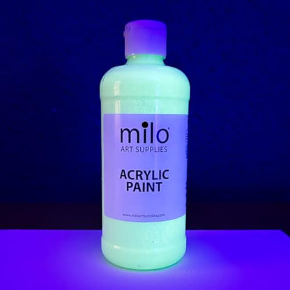 milo Glow in the Dark Acrylic Paint, Clear Phosphorescent Glow, 16oz Bottle - style: Glow in the Dark 16 oz