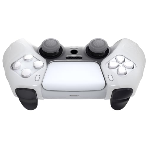eXtremeRate PlayVital Glow in Dark - Green Guardian Edition Ergonomic Soft Anti-Slip Controller Silicone Case Cover for ps5, Rubber Protector Skins with Joystick Caps for ps5 Controller - color: Glow in Dark Green