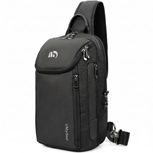 Sling Backpack RFID, Men Shoulder Crossbody Bag for 11-inch iPad Travel - color: Black, size: Small