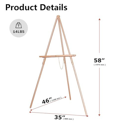 DJAR 3 Pcs 63" Adjustable Wooden Display Easel Stand for Sign - color: Rose Gold, size: 3pcs