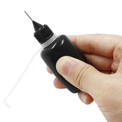 Piutouyar 30ml Plastic Bottle, 10pcs Fine Needle Tip Applicator, Black, for Crafting, Art Projects - size: 30ml