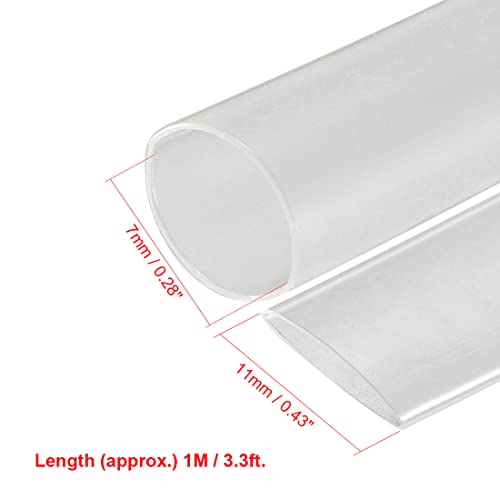 uxcell Heat Shrink Tubing 7mm Dia 11mm Flat Width 2:1 Heat Shrink Tube Wire Wrap 3.3ft(1m) Clear - color: Clear, size: 7mmx11mmx1m