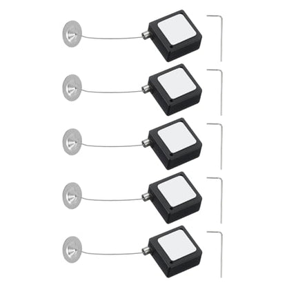PATIKIL Retractable Remote Control Cable Tether (3.3ft / 1M, Black)(5 Set) Square Remote Control Security Lanyard Lock Adjustable Locking Leash with Round Iron Cap, Suit for - TVs/Tablets - color: Black