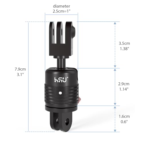 HSU 360° Rotation Camera Mount, Aluminum Vertical Bracket Tripod Adapter - size: 2.54 cm x 2.54 cm x 7.87 cm