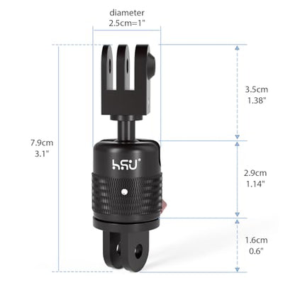 HSU 360° Rotation Camera Mount, Aluminum Vertical Bracket Tripod Adapter - size: 2.54 cm x 2.54 cm x 7.87 cm