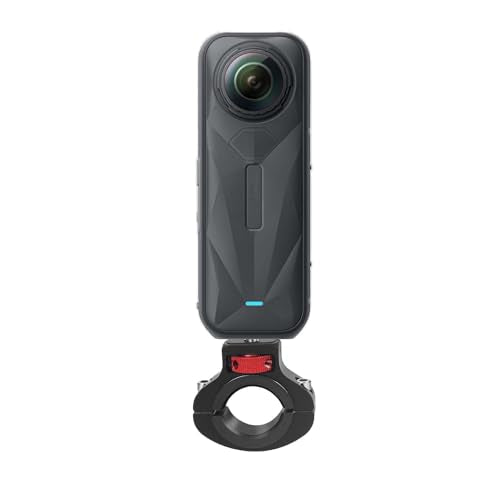 Aluminum Handlebar Mount with 1/4 Screw for GoPro,for Insta 360X5/X4/X3, for DJI Osmo, for Akaso & Fill Light，360° Rotatable Bike & Motorcycle Camera Mount with Side Reinforcement