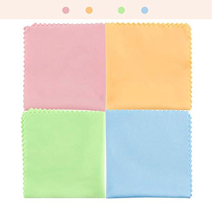 100Pack Mixed Colors Microfiber Cleaning Cloths Eyeglasses Cleaning Cloth for Eyeglasses Phone Screens Camera Lens and Any Other Delicate Surfaces Cleaner(5.5 x 5.5 Inch)