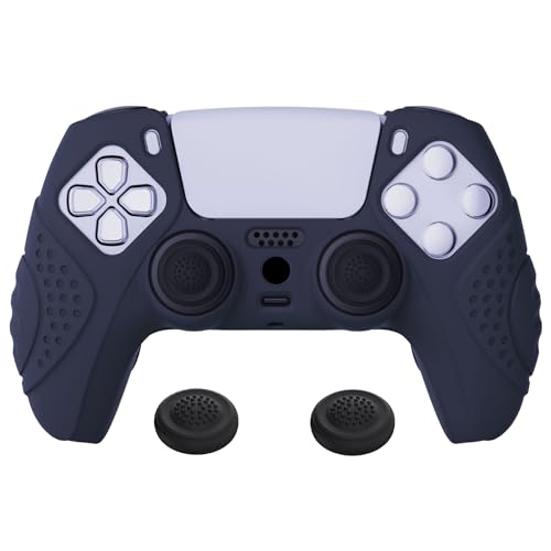 eXtremeRate PlayVital Guardian Edition Midnight Blue Ergonomic Soft Anti-Slip Controller Silicone Case Cover for ps5, Rubber Protector Skins with Black Joystick Caps for ps5 Controller - color: Midnight Blue