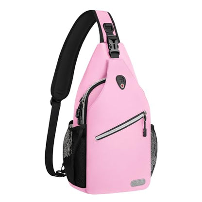 MOSISO Small Sling Bag for Men, Crossbody Shoulder Chest Daypack Bag - color: Light Pink