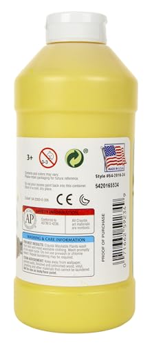 Crayola Washable Kids Paint, Yellow, 16oz - color: Yellow