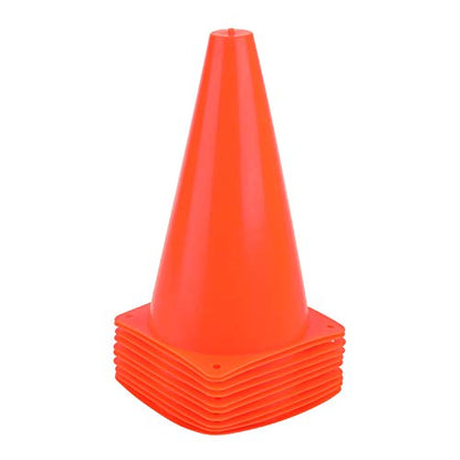 9 Inch Plastic Training Traffic Cones, Sport Cones, Set of 10/12/24 - color: 10 Pack Orange