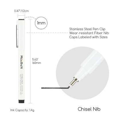 MEEDEN Micro Fineliner Drawing Pens: 1mm Chisel Nib, 6 Pack, Black Ink - style: 1mm Chisel Nib