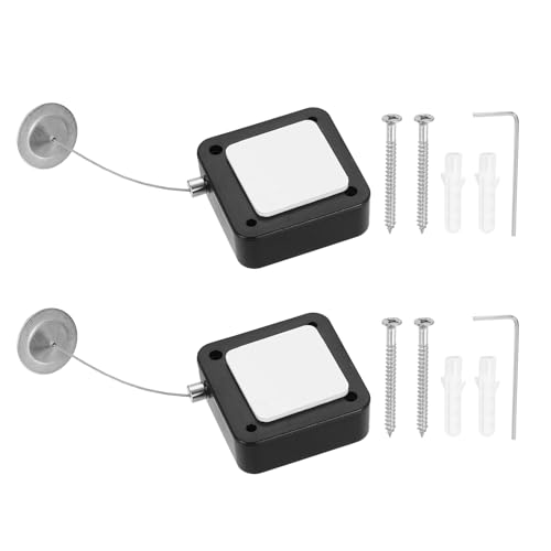 PATIKIL Retractable Remote Control Cable Tether (4.9ft /1.5M, Black)(2 Set) Remote Control Security Lanyard Lock Adjustable Locking Leash with Round Iron Cap and Screws, Suit for - Tablets - color: Black, size: 4.9 ft