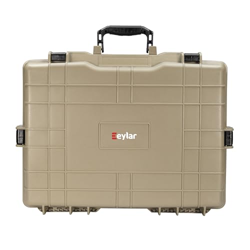 Eylar 22” Hard Laptop Case Equipped with RAGAR Reconfigurable & Reusable XP Crosslinked Foam Insert, Waterproof, Shockproof for Equipment, Drones, and Cameras (1 RAGAR Layer) (Tan) - color: Tan