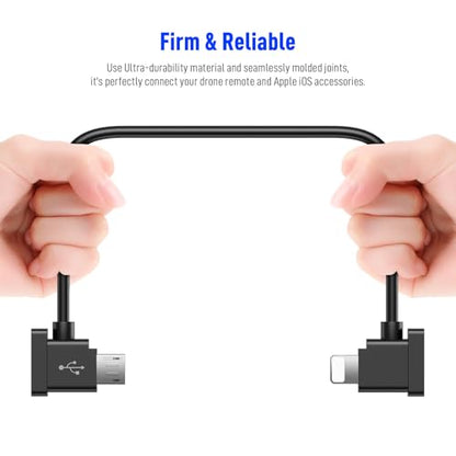 for DJI Micro USB to for Lightning Remote Controller Cable for Mavic Air - color: TPE Black, style: TPE Black