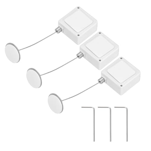 PATIKIL 3.3ft (1M) Retractable Remote Control Cable Tether 1.5N, 3PCS Remote Control Security Lanyard Lock Adjustable Locking Leash with Round Iron Cap for TV Tablets Showroom, White - color: White