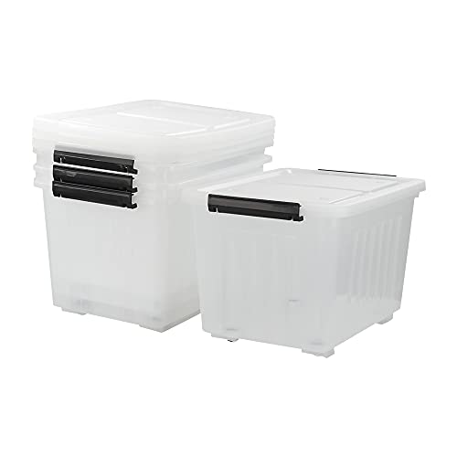 Asking 30 Qt Plastic Storage Bins with Lids, Clear Storage Box, 4 Pack - size: 30 L