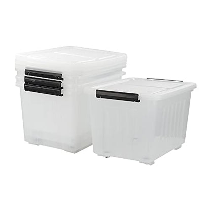 Asking 30 Qt Plastic Storage Bins with Lids, Clear Storage Box, 4 Pack - size: 30 L