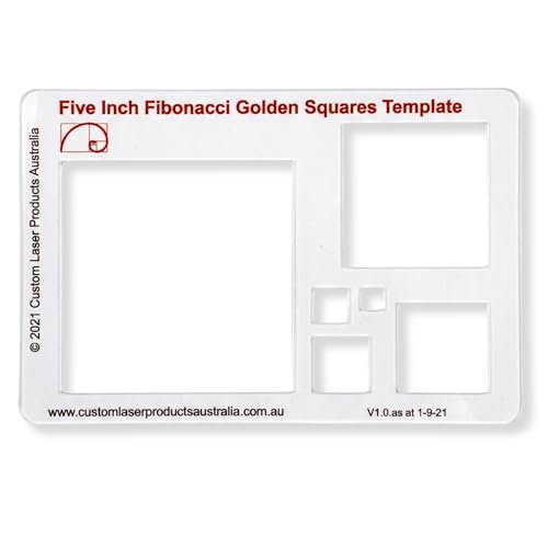 Fibonacci 5" Square Drawing Template, Golden Ratio Stencil - style: 5" Squares