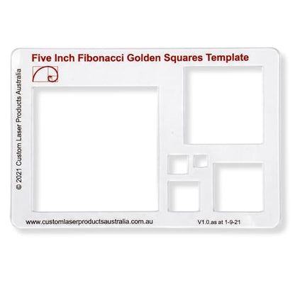 Fibonacci 5" Square Drawing Template, Golden Ratio Stencil - style: 5" Squares
