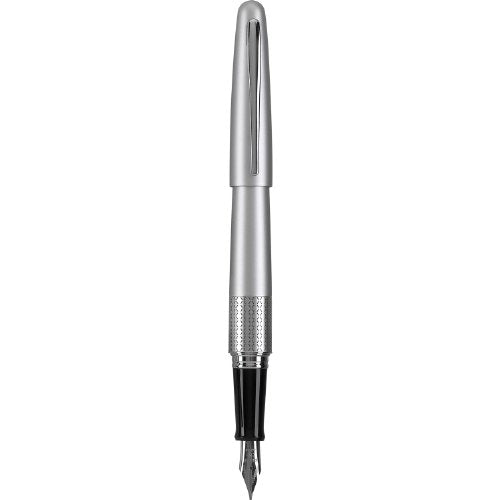 PILOT Metropolitan Collection Fountain Pen, Silver Barrel, Zig-Zag Design, Medium Nib, Black Ink (91102) - color: Silver, style: Medium Nib