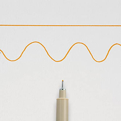 SAKURA PIGMA MICRON 05 FINELINER PEN, 0.45MM LINE WIDTH, PACK OF 2 (Orange) - color: Orange