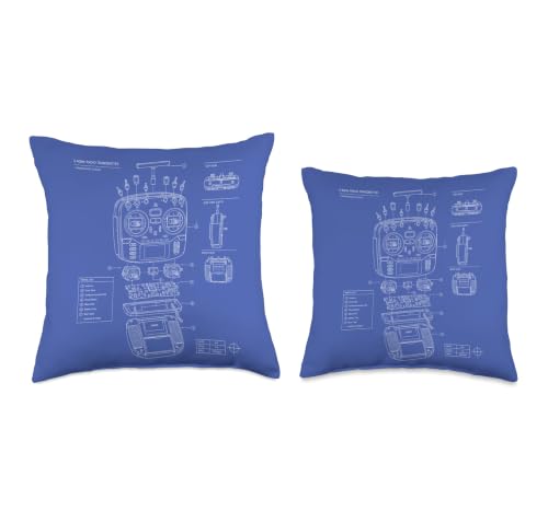RC Transmitter Blueprint FPV Drone RC Car Radio Controller Throw Pillow - size: 16x16
