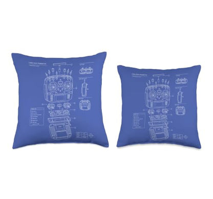 RC Transmitter Blueprint FPV Drone RC Car Radio Controller Throw Pillow - size: 16x16