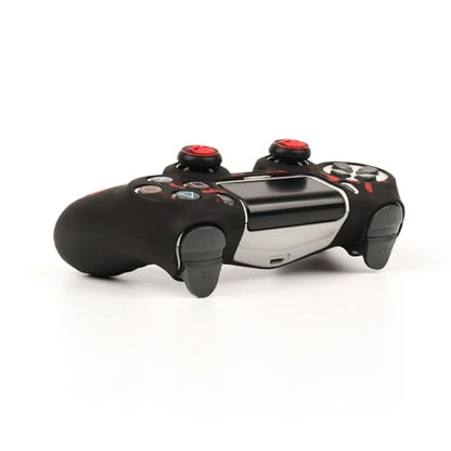 RALAN Skull HeadDesign Controller Skin Cover with 2 Thumb Grips Compatible with PS4/Playstation 4 Slim/Pro Controller - color: Skull Black Red