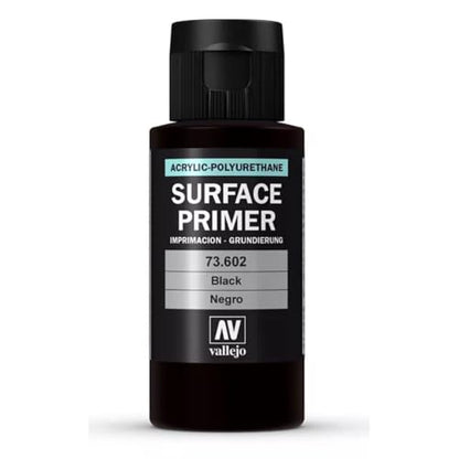 Vallejo - Surface Primer Color | Black Acrylic Primer 60 ml (2.02 fl.oz.) | Matte Finish and Fast Drying | Perfect for Airbrushing and Great Adhesion to Figurines and Scale Models - style: Black Primer 60 ml. (2.02 fl.oz.)