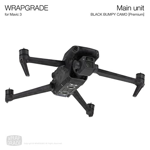 WRAPGRADE Skin Compatible with DJI Mavic 3 Pro (Black Bumpy CAMO) - color: Black Bumpy Camo / Pro