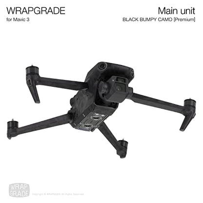 WRAPGRADE Skin Compatible with DJI Mavic 3 Pro (Black Bumpy CAMO) - color: Black Bumpy Camo / Pro