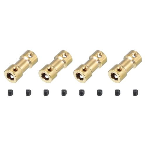 PATIKIL Shaft Coupling Joint 5mm to 5mm, 4 Pcs Brass Motor Shaft Coupler Extension Connector Rigid Sleeve Adapter Transmission Joint with M3 Screws for RC Car Airplane Tires Motor Robot - size: 5mm-5mm