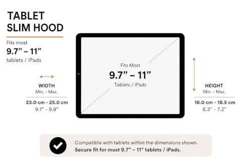 4-in-1 Philbert Danish Design, Tablet/iPad Screen Shade Slim Hood for 9.7"-11" - Black (Hood only)