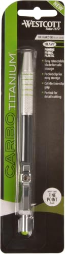Westcott 16963 Pen-Style Retractable CarboTitanium Bonded Hobby Knife, Silver
