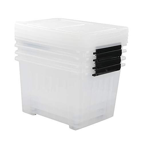 Asking 30 Qt Plastic Storage Bins with Lids, Clear Storage Box, 4 Pack - size: 30 L