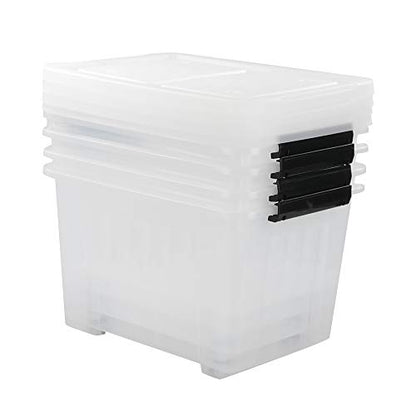 Asking 30 Qt Plastic Storage Bins with Lids, Clear Storage Box, 4 Pack - size: 30 L