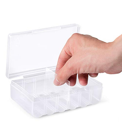GlossyEnd Set of 4 - Two AA and Two AAA Battery Storage Box, Battery Storage Case, Battery Holder Clear - size: AA - AAA