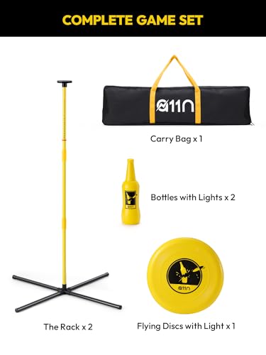 A11N SPORTS LED Disc Toss Game Set with Glowing Poles & 10.5" Disc