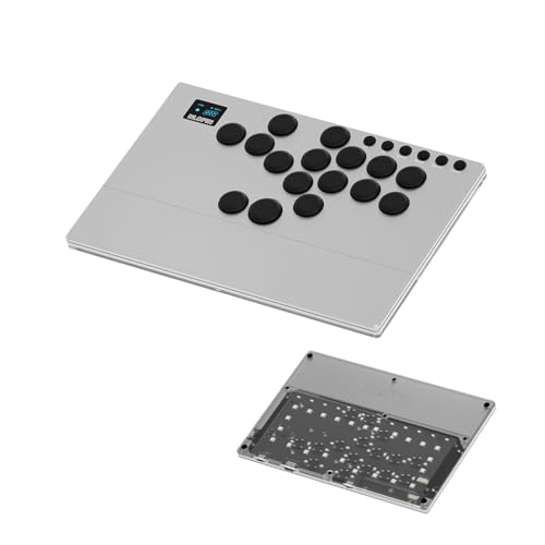 NLOFIN Leverless Arcade Stick 16Keys All-Button Leverless Controller,Silver - color: Silver