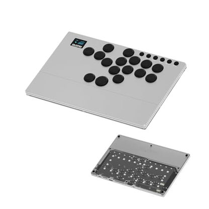 NLOFIN Leverless Arcade Stick 16Keys All-Button Leverless Controller,Silver - color: Silver