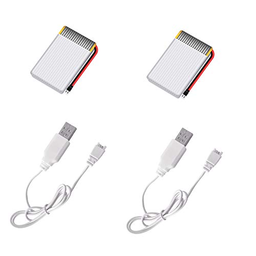 HASAKEE 2PCS 3.7V 500mAh Rechargeable Batteries and USB Chargers for Q9S Drone