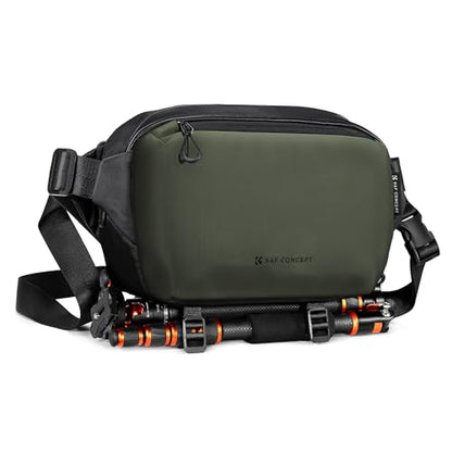 K&F CONCEPT 2 in 1 Camera Sling Bag, Everyday Shoulder Bag - color: 04 Black+green Medium