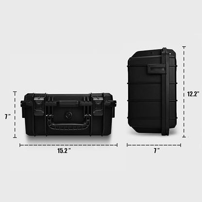 15" Large Heavy-Duty Waterproof Hard Case with Customizable Foam - color: Black-DIY