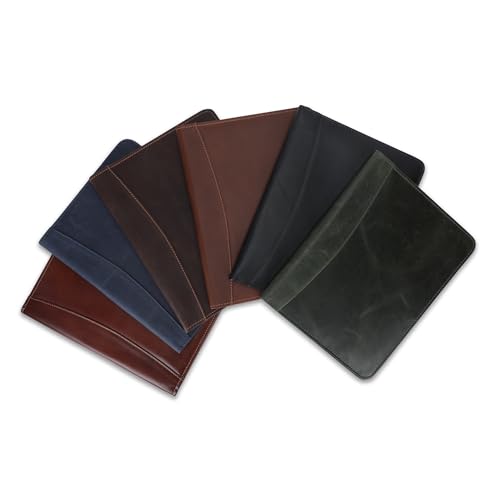 Heavy Duty Buffalo Leather Legal Pad Portfolio with Binder, Blue - color: Blue