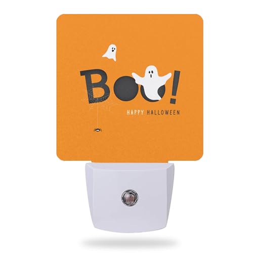 Happy Halloween Night Light,Boo! Ghost Night Lights Plug into Wall for Boys Girls Bedroom Decorative Half Round Nightlight Led Lamp 0.5W Sleep Friendly - color: Boo! Ghost