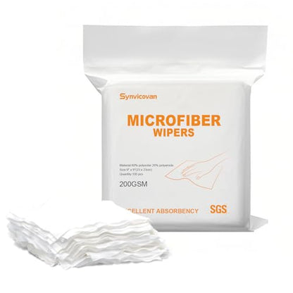 Microfiber cloths 9"x9"(100 Pcs,200GSM) - size: 9" x 9" (Pack of 100)